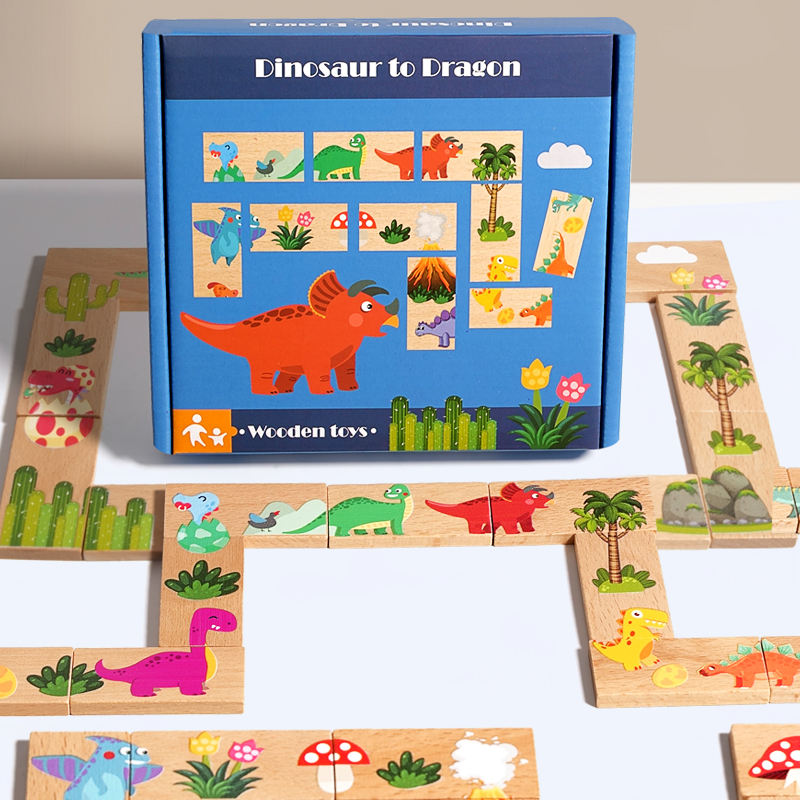 Wooden Dinosaur Domino Matchin - Board Game Oath recension och pris