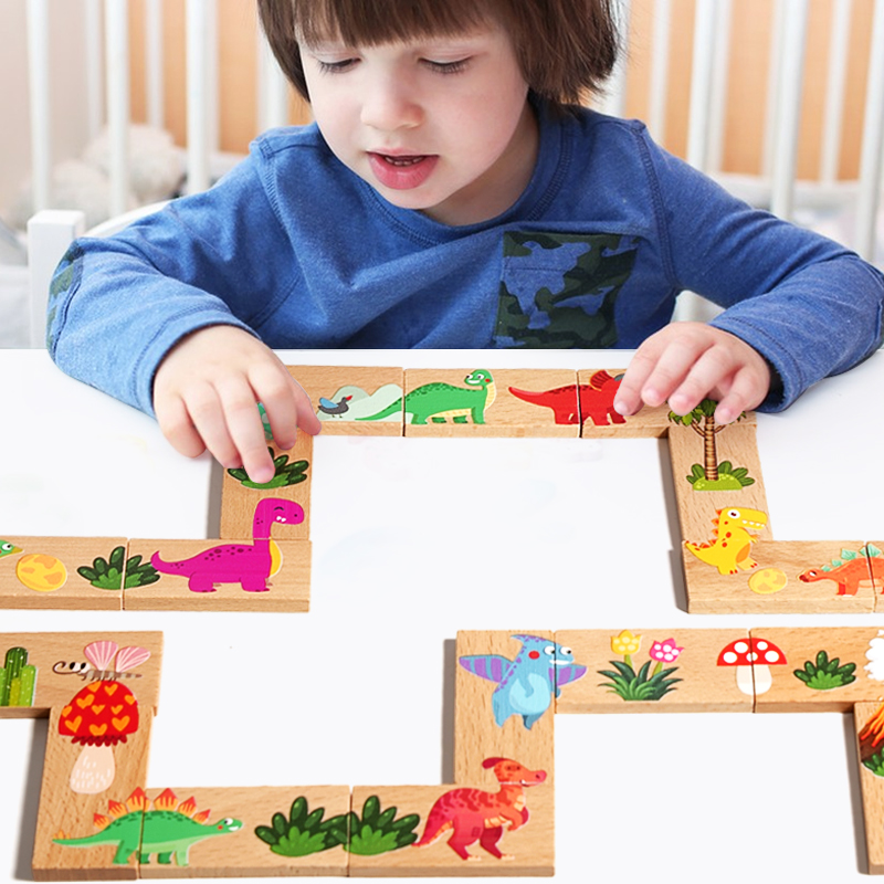Wooden Dinosaur Domino Matchin - Board Game Oath recension och pris