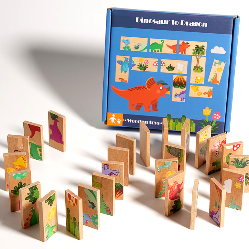 Wooden Dinosaur Domino Matchin - Board Game Oath recension och pris
