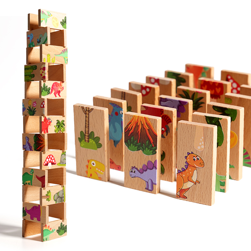 Wooden Dinosaur Domino Matchin - Board Game Oath recension och pris